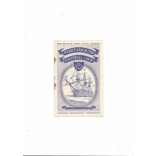 1955/56 Portsmouth v Charlton Athletic Football Programme