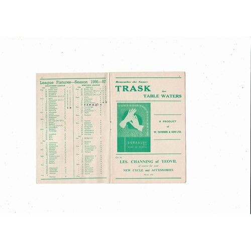 1956/57 Yeovil Town v Headington Southern League Football Programme