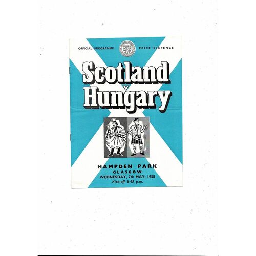 1958 Scotland v Hungary Football Programme