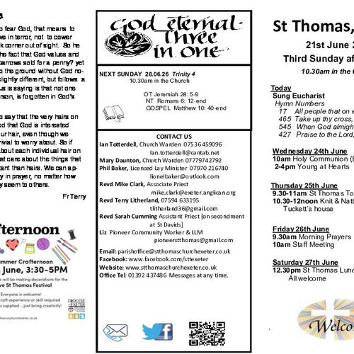 Pew Sheet | The Parish of St Thomas, Exeter