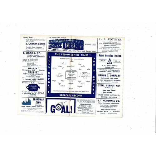 1966/67 Bedford Town v Cheltenham Town Southern League Football Programme