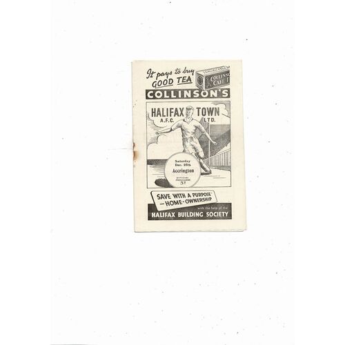 1954/55 Halifax Town v Accrington Stanley Football Programme