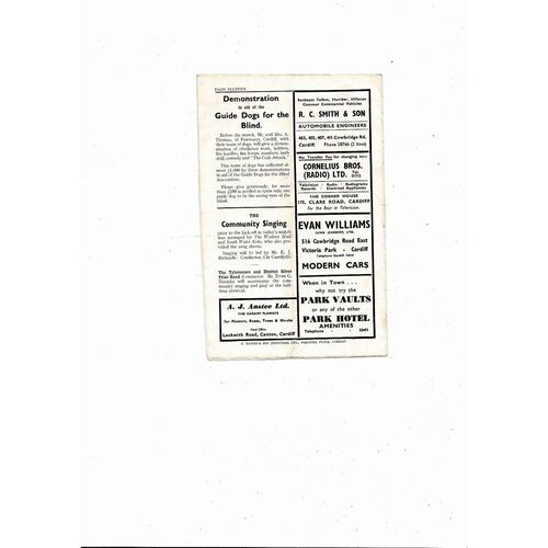 1955 Wales v England International Football Programme