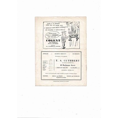 1959/60 Hearts v Cowdenbeath Scottish League Cup Semi Final Football Programme