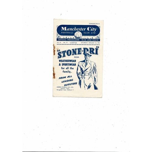 1952/53 Manchester City v Swindon Town FA Cup Football Programme