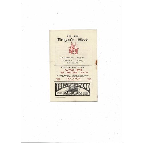 1954/55 Sunderland v Charlton Athletic Football Programme