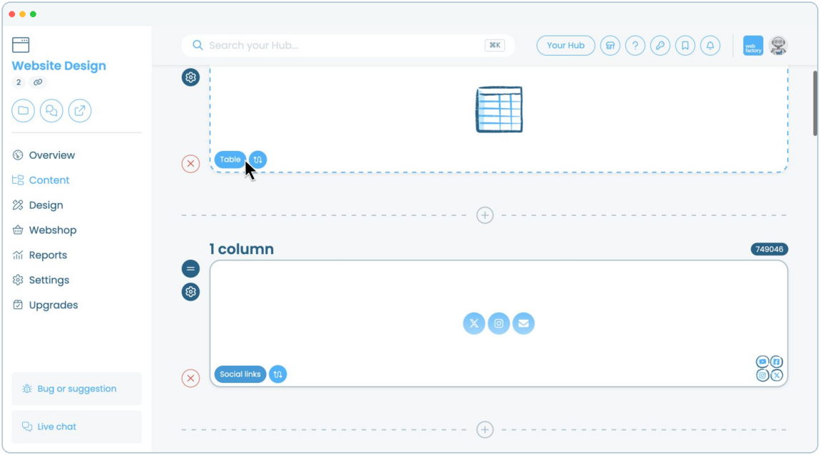 How to add a table to a website page | Webfactory Support | Webfactory