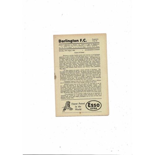 1955/56 Darlington v Accrington Stanley Football Programme