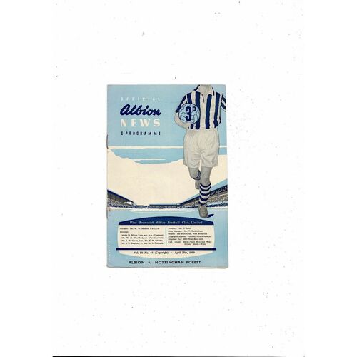 1958/59 West Bromwich Albion v Nottingham Forest Football Programme