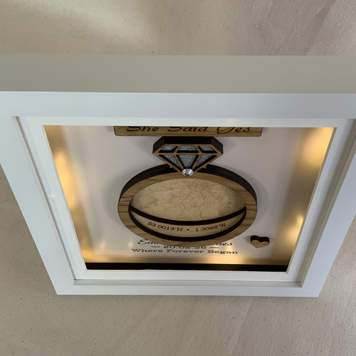 She Said Yes – Personalised Light Up Coordinates Frame