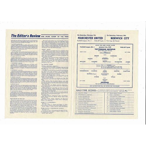 1958/59 Tottenham Hotspur v Arsenal Football Programme