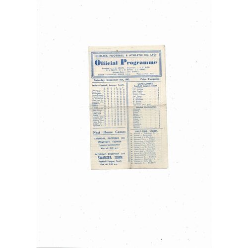 1945/46 Chelsea v Brentford Football Programme