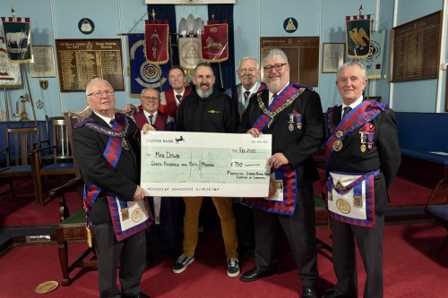 Cornish First Principals’ Chapter present Man Down Charity with £750