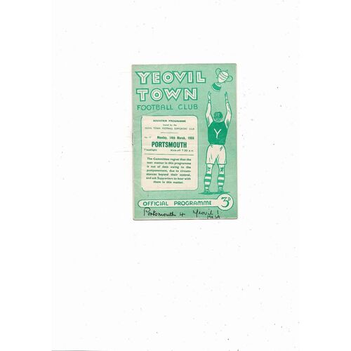 Yeovil Town v Portsmouth Friendly Football Programme 1954/55