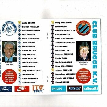 Rangers v Club Brugge BV Champion League Football Programme 1992/93