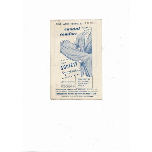 Tranmee Rovers v Chester Reserves Football Programme 1954/55