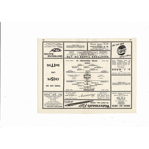 Brentford v International Managers X1 Friendly Football Programme 1955/56