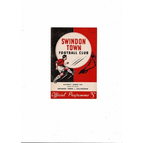 1955/56 Swindon Town v Gillingham Football Programme