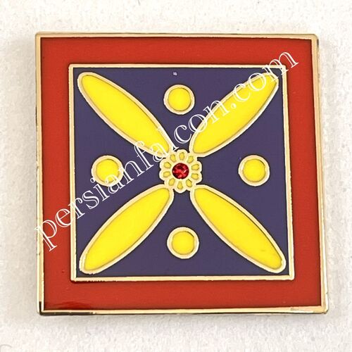 Badge. The Persian Cross. Multi-coloured Cross with 1 central Red stone. Original Pattern.