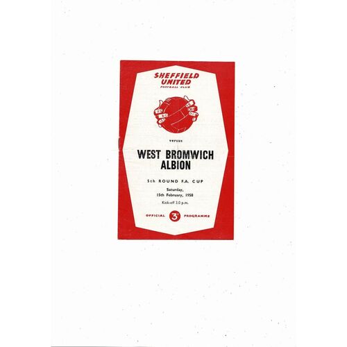 1957/58 Sheffield United v West Bromwich Albion FA Cup Football Programme