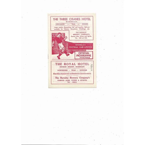 1959/60 Barnsley v Mansfield Town Football Programme