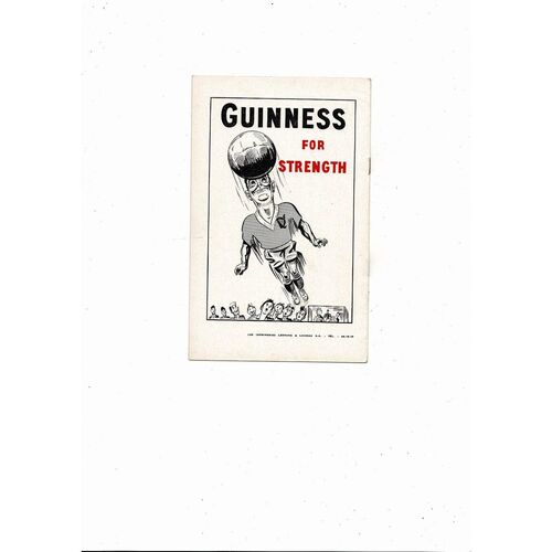 1960 Belgium v Switzerland International Friendly Football Programme