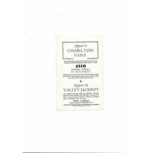 Charlton Athletic v Fulham Friendly Football Programme 1965/66