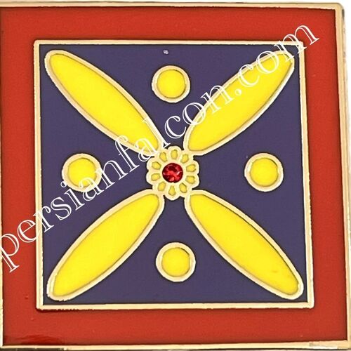 Badge. The Persian Cross. Multi-coloured Cross with 1 central Red stone. Original Pattern.