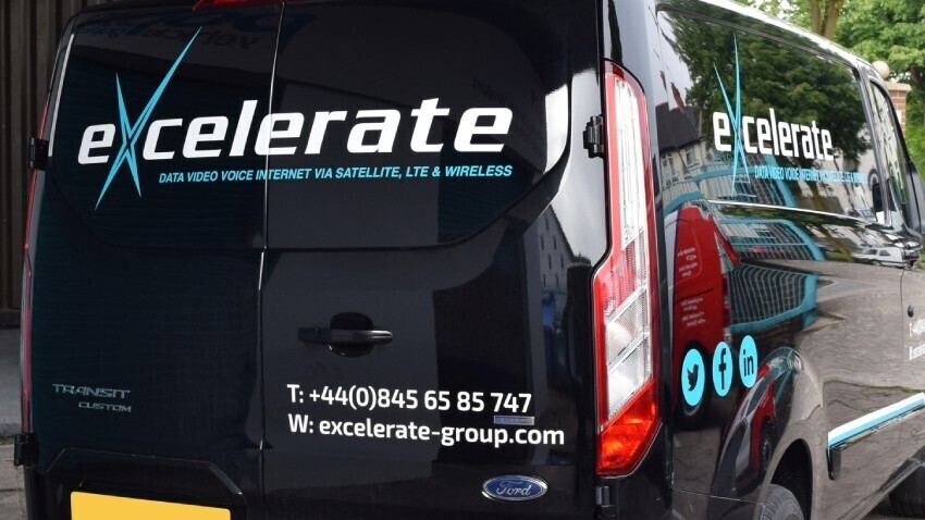 Durable vinyl graphics on a company van