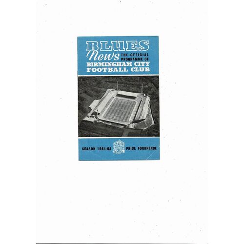 1964/65 Birmingham City v Wolves Football Programme