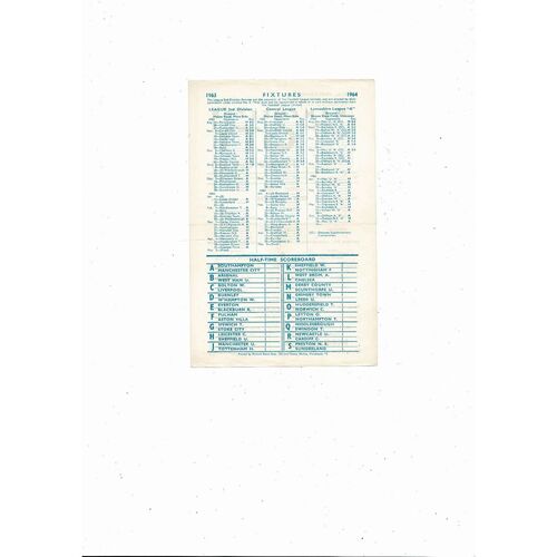 Manchester City v West Bromwich Albion Central League Football Programme 1963/64