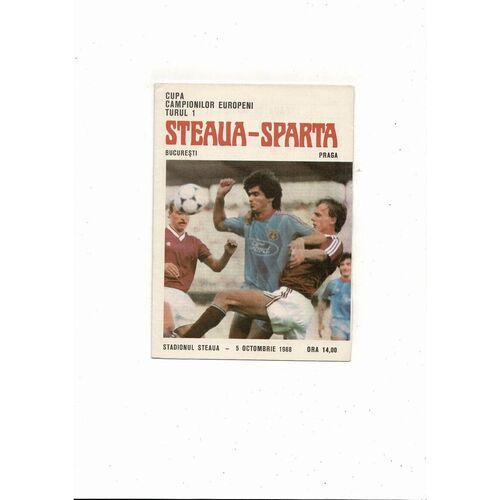 Steaua Bucharest v Sparta Prague European Cup Football Programme 1988/89