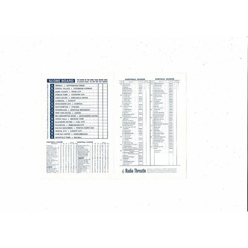 West Bromwich Albion v Manchester City Central League Football Programme 1969/70