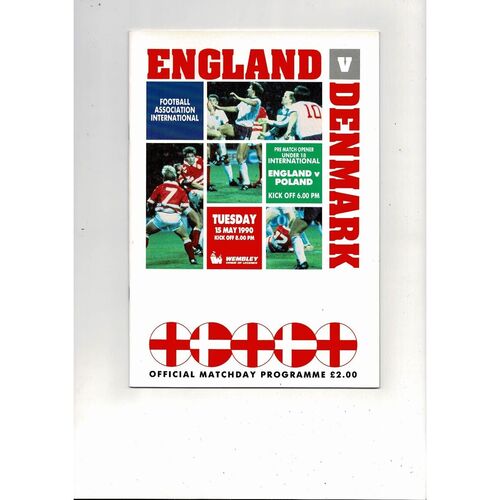 1990 England v Denmark Football Programme