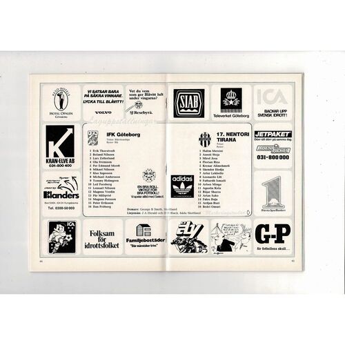 Gothenburg v 17 Nentori Tirana European Cup Football Programme 1988/89