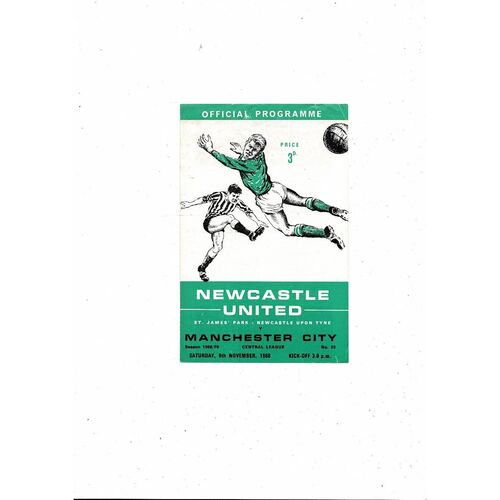 Newcastle United v Manchester City Central League Football Programme 1968/69