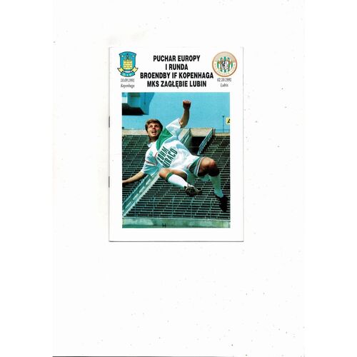 MKS Zaglebie Lublin v Brondby IF European Cup Football Programme 1991/92