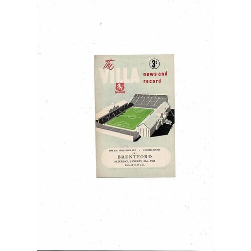 1952/53 Aston Villa v Brentford FA Cup Football Programme