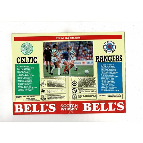 1986 Celtic v Rangers Scottish League Cup Final Football Programme