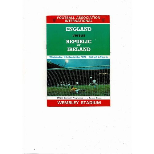 1976 England v Republic of Ireland Football Programme