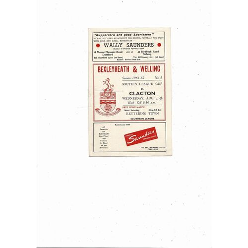 1961/62 Bexleyheath & Welling v Clacton Southern League Cup Football Programme
