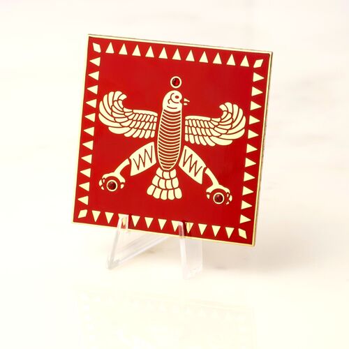 Display & Magnet Tile. The Persian Falcon. Deep Red with 3 Red stones. Original Cyrus The Great  Shahbaz.
