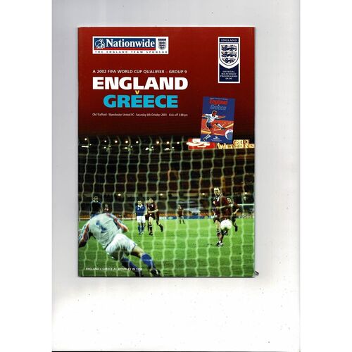 2001 England v Greece Football Programme