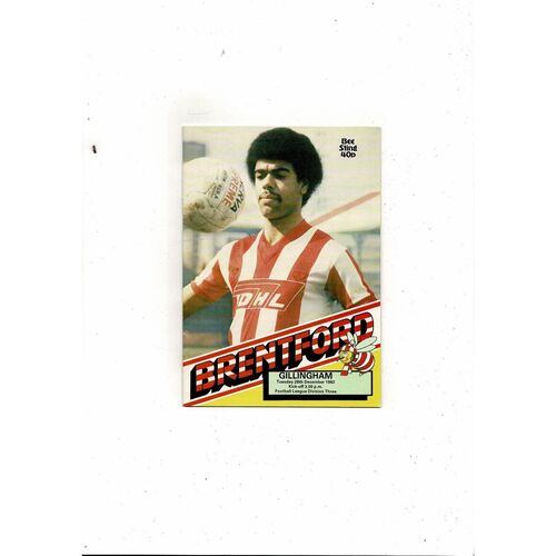 1982/83 Brentford v Gillingham Football Programme
