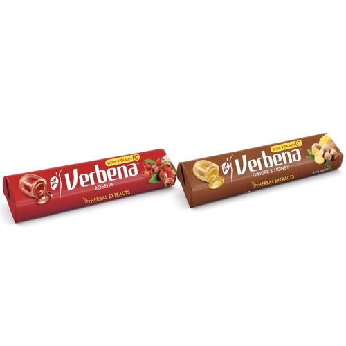 Verbena Herbal Hardboiled Sweets Roll - Rosehip OR Ginger & Honey with Vitamin C 32g