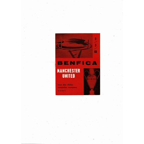 Benfica v Manchester United European Cup Football Programme 1965/66