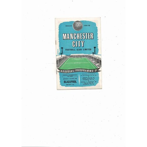 1958/59 Manchester City v Blackpool Football Programme