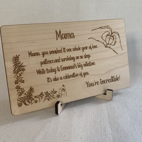 Personalised Mum Keepsake – Engraved 1st Birthday Milestone Gift | SeLntimental Plaque for New Mums