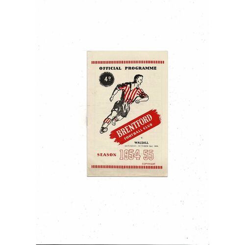 1954/55 Brentford v Walsall Football Programme