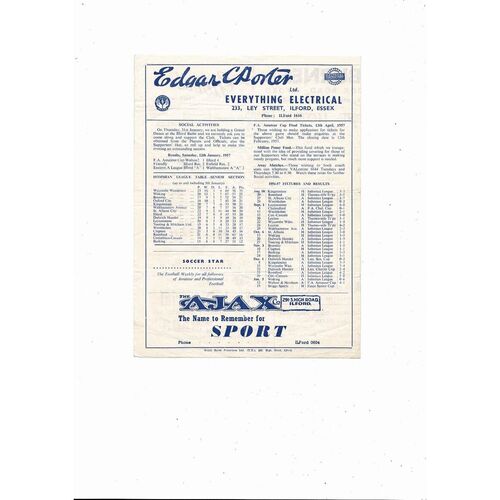 1956/57 Ilford v Briggs Sport Essex Senior Cup Football Programme